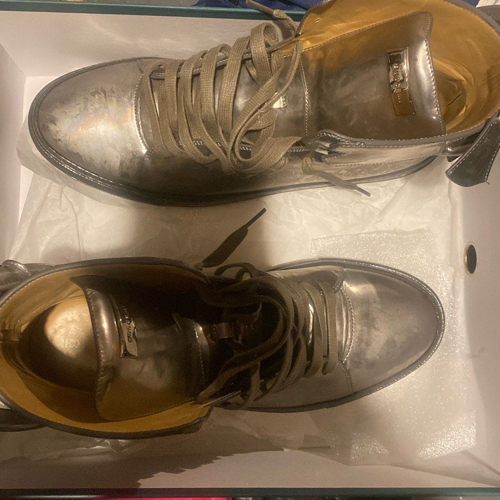 BUSCEMI SILVER HIGH TOP BOOTS
